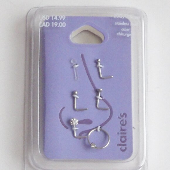 Claire's Bundle of 3 Packages Stainless Steel Nose Jewelry Mostly Studs - Picture 3 of 13